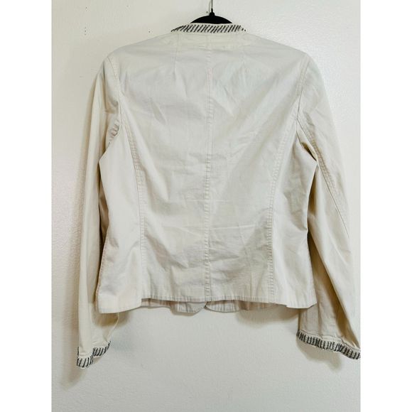 Talbots Women's Stretch Nehru Jacket Size 10 With Bronze Beading Detail - Picture 3 of 4